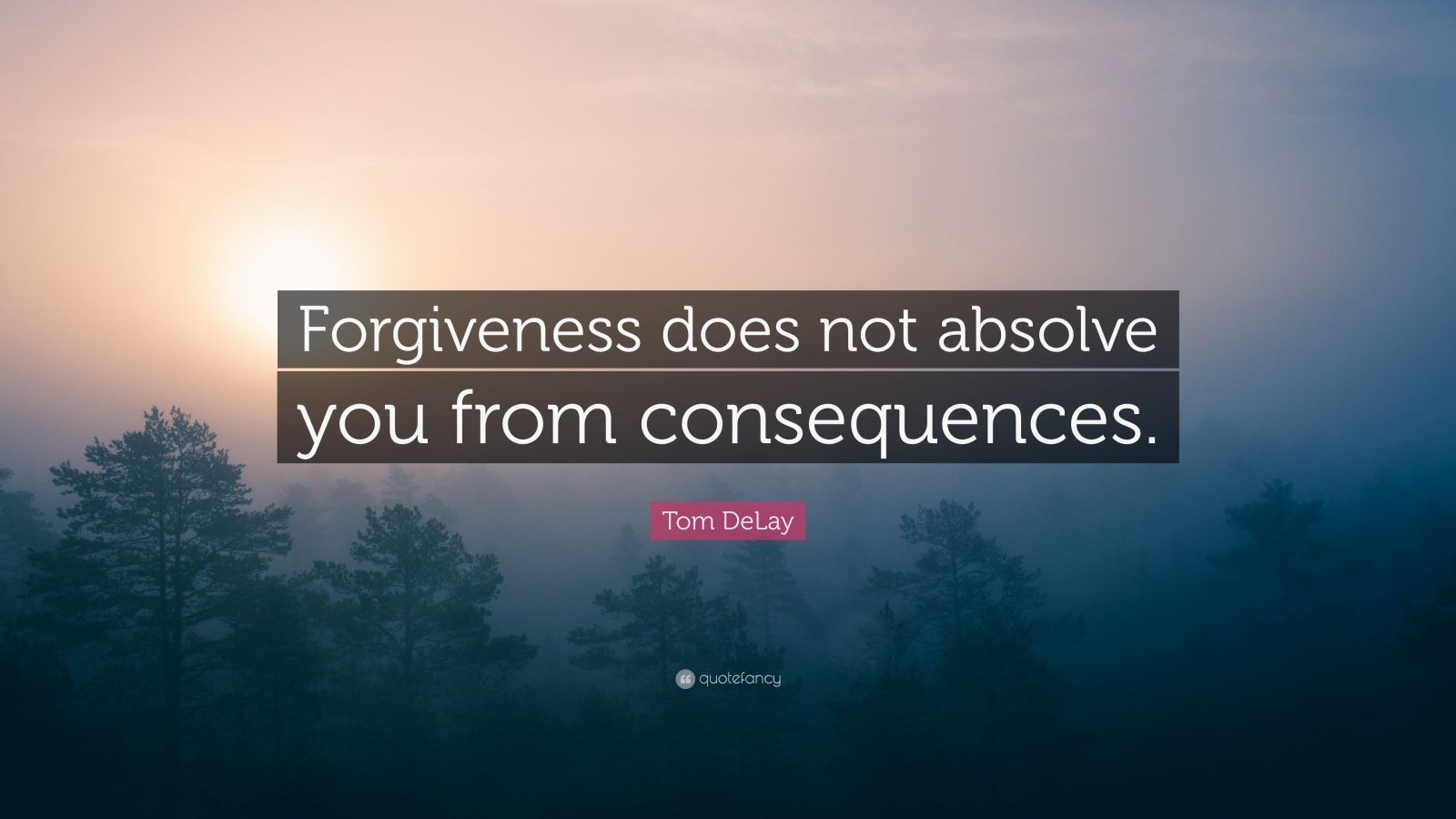 Tom DeLay Quote: “Forgiveness does not absolve you from consequences ...