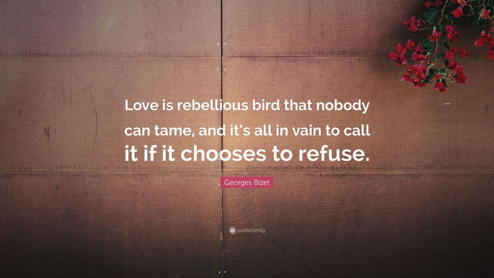 Bizet Quote “Love is rebellious bird that nobody can tame, and