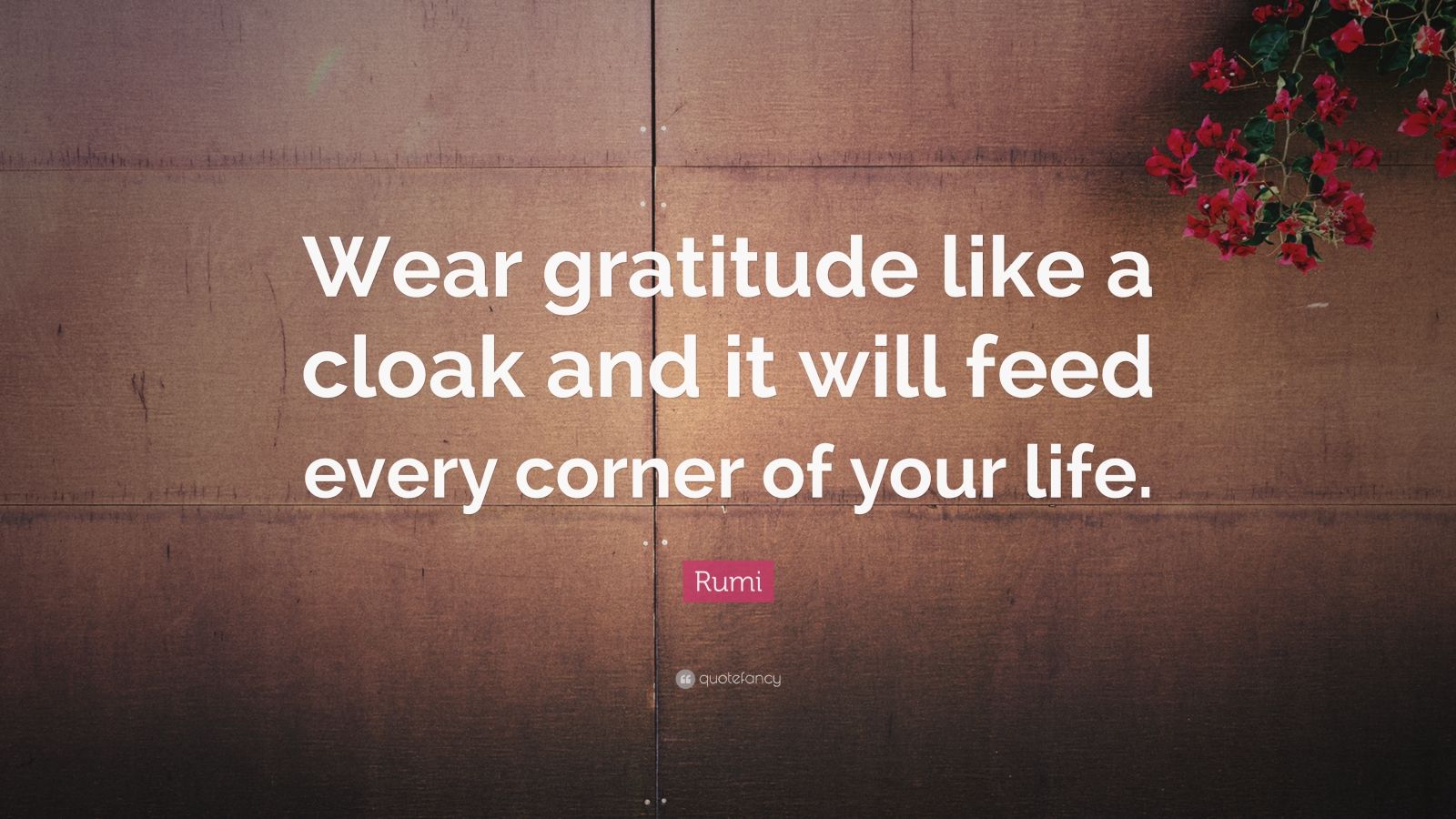 Rumi Quote “Wear gratitude like a cloak and it will feed every corner