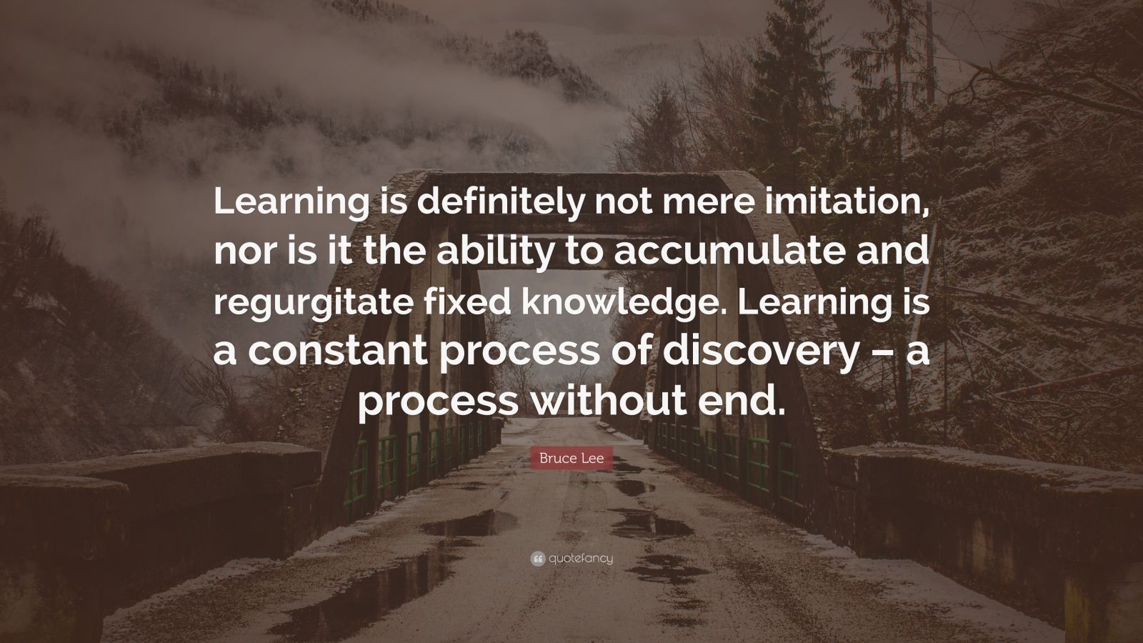 Bruce Lee Quote: “Learning is definitely not mere imitation, nor is it ...