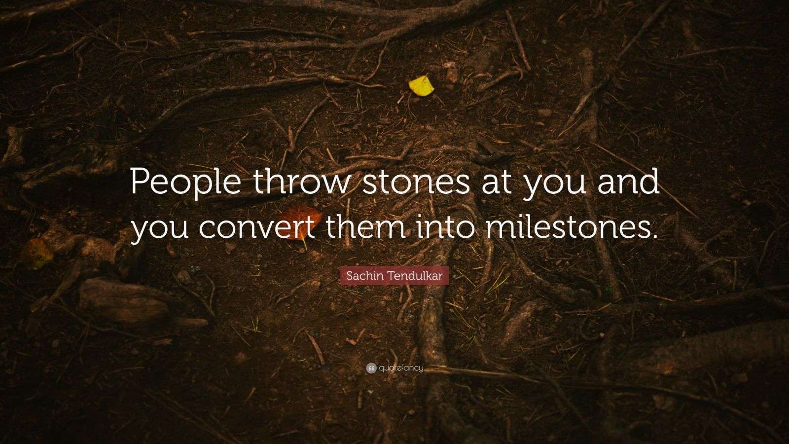 Sachin Tendulkar Quote “People throw stones at you and you convert