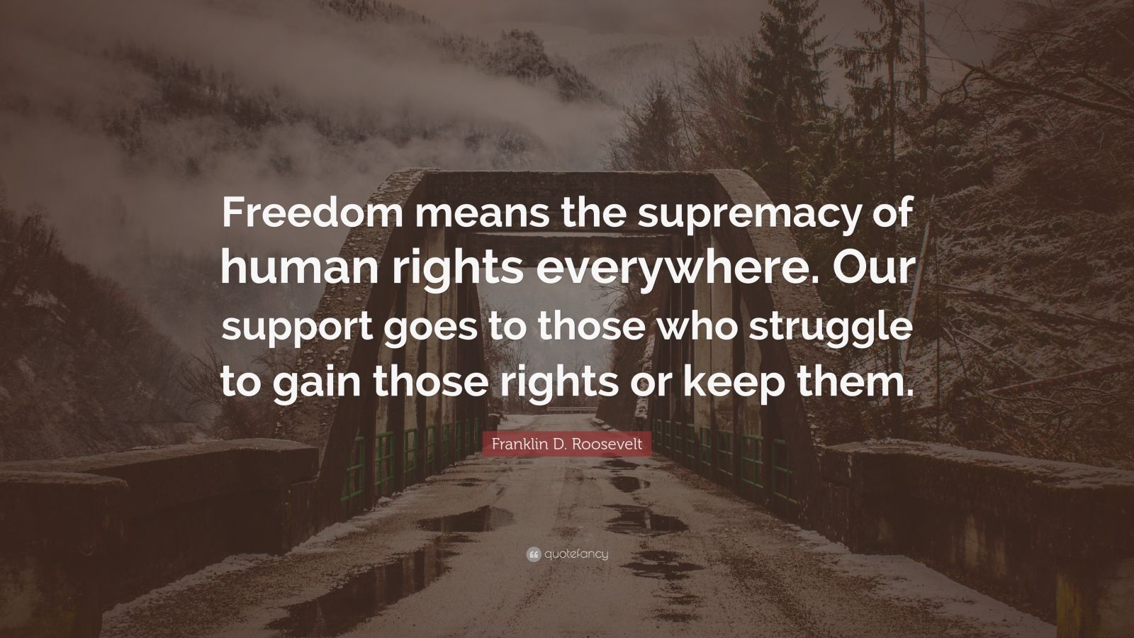 Franklin D. Roosevelt Quote: “Freedom means the supremacy of human ...