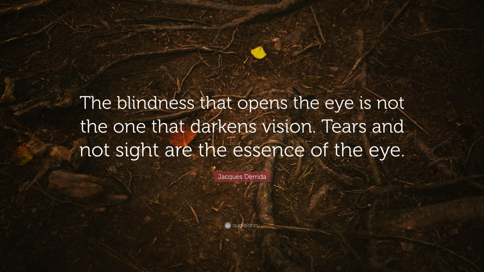 Jacques Derrida Quote “The blindness that opens the eye is not the one