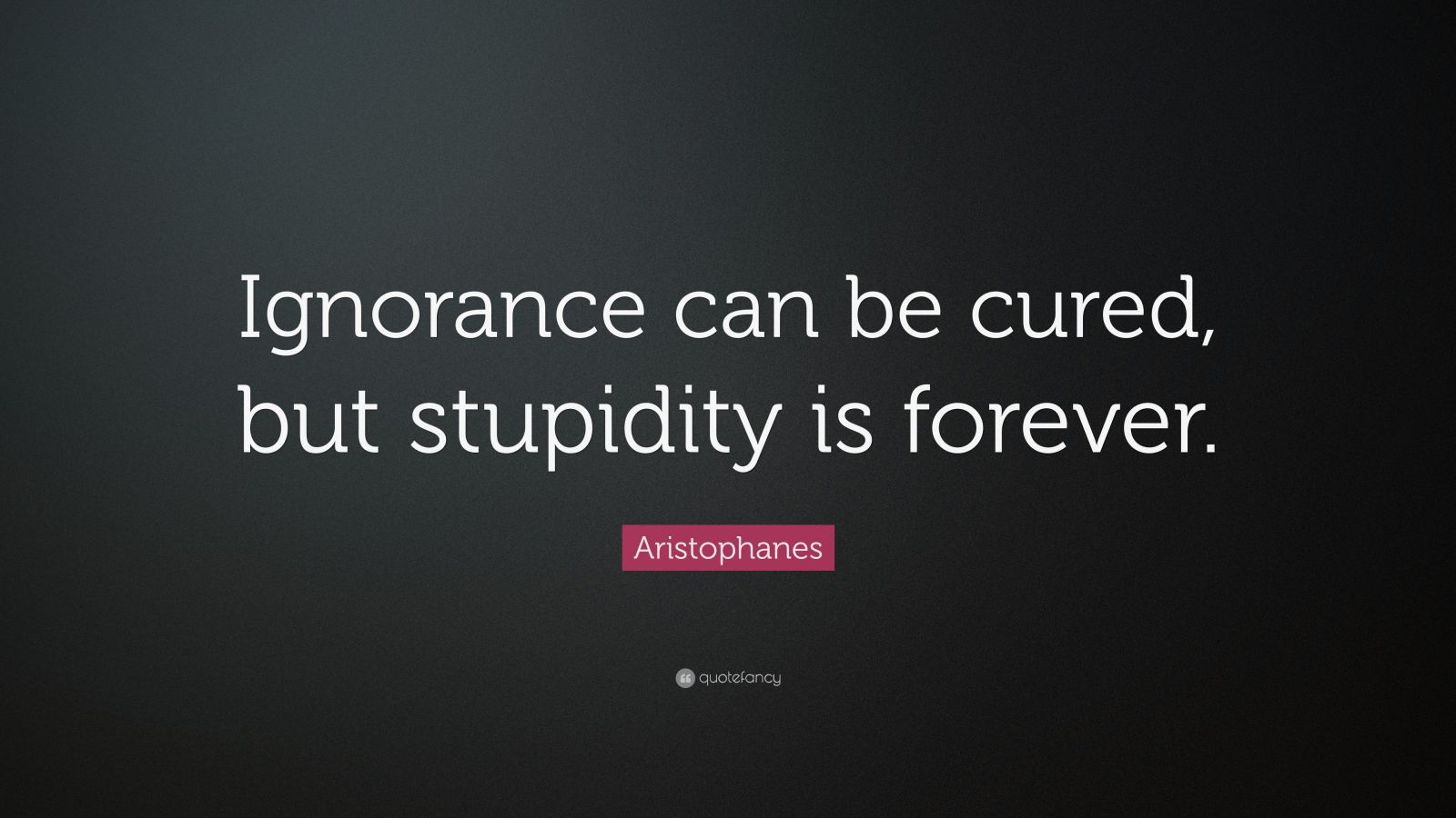 Aristophanes Quote: “Ignorance can be cured, but stupidity is forever ...