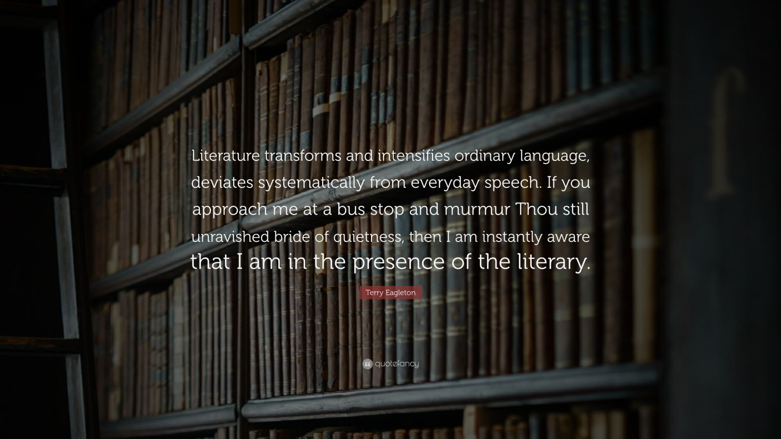 Terry Eagleton Quote: “Literature transforms and intensifies ordinary ...