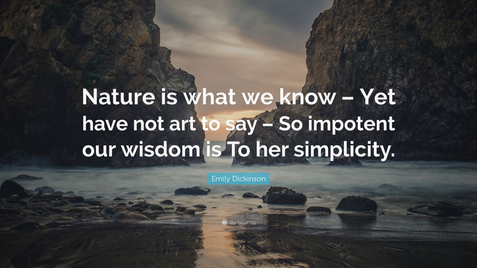 Emily Dickinson Quote: “Nature is what we know – Yet have not art to ...