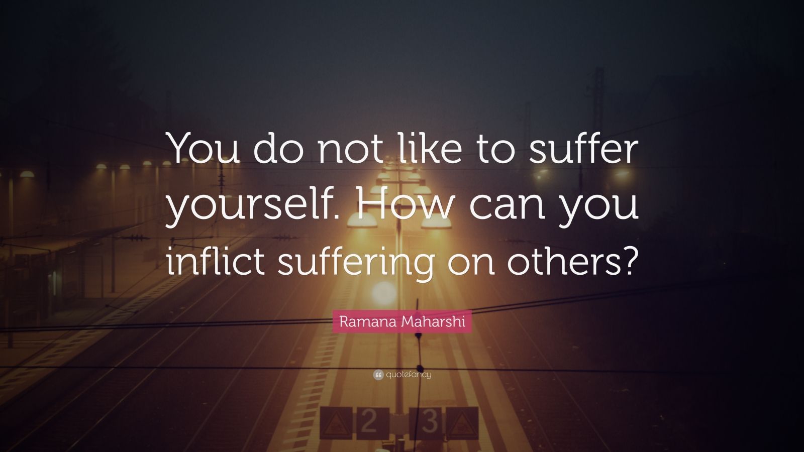 Ramana Maharshi Quote: “You do not like to suffer yourself. How can you ...