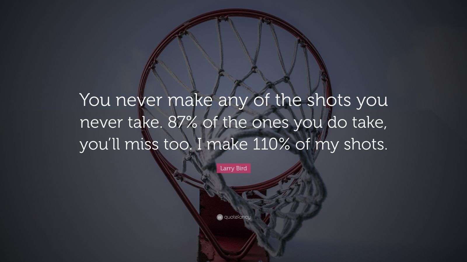 Larry Bird Quote “You never make any of the shots you never take. 87
