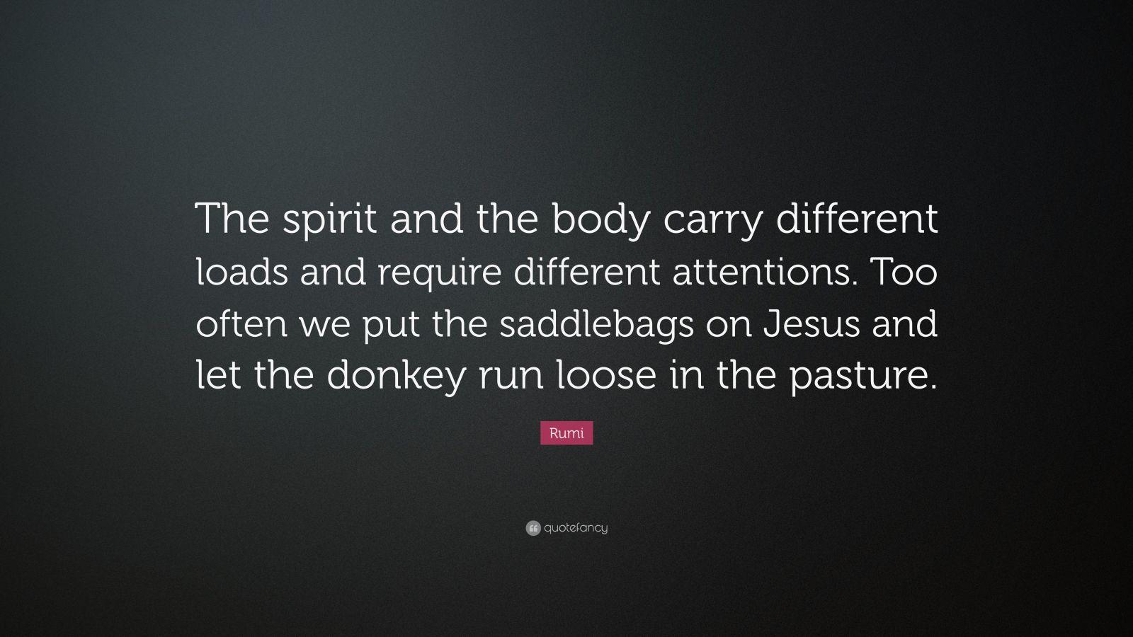 Rumi Quote “The spirit and the body carry different loads and require
