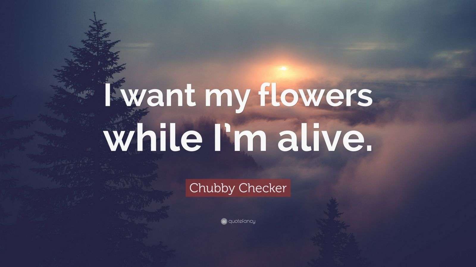 Chubby Checker Quote “I want my flowers while I’m alive.” (7