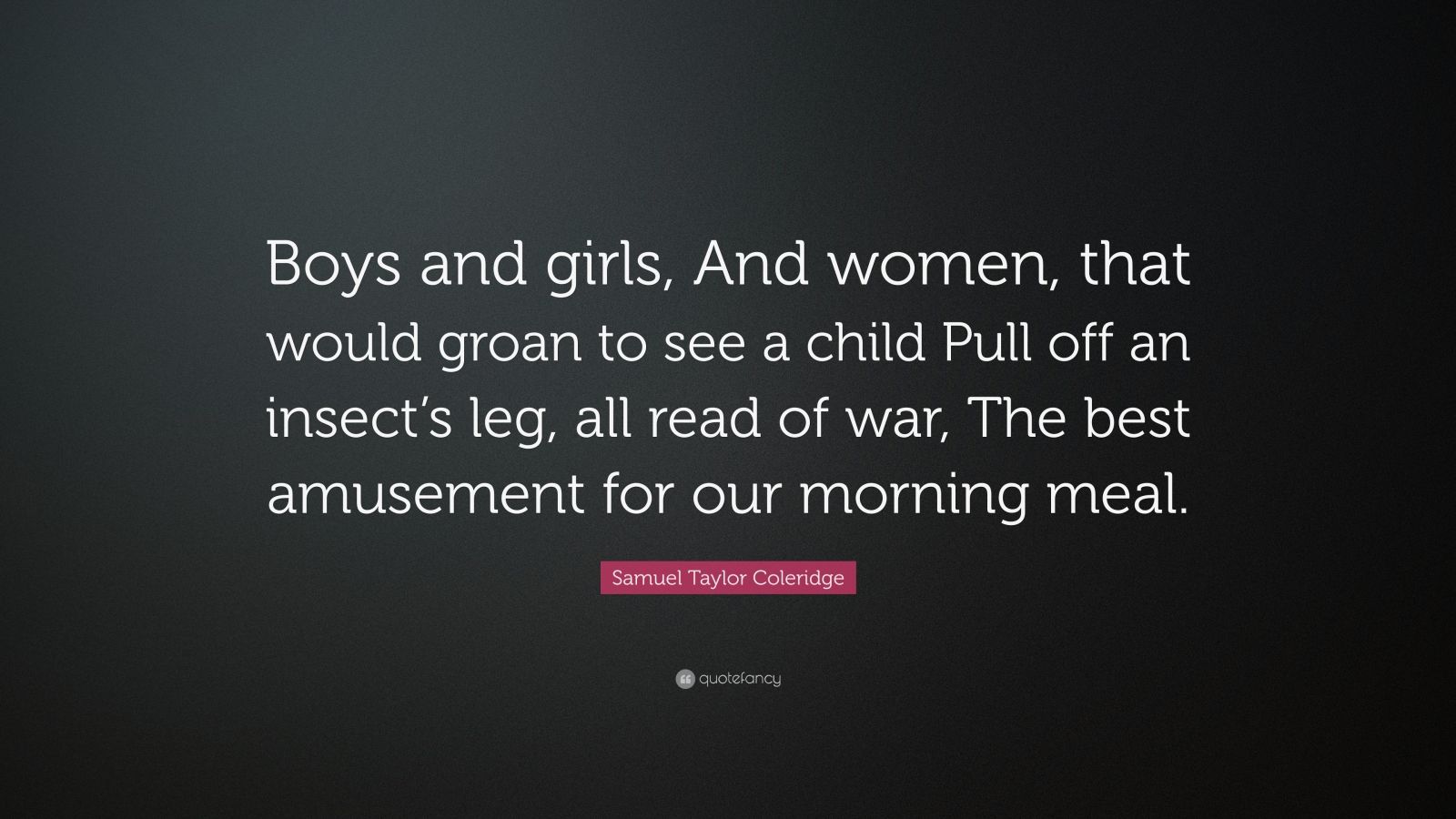 Samuel Taylor Coleridge Quote: “Boys and girls, And women, that would groan to see a ...1600 x 900
