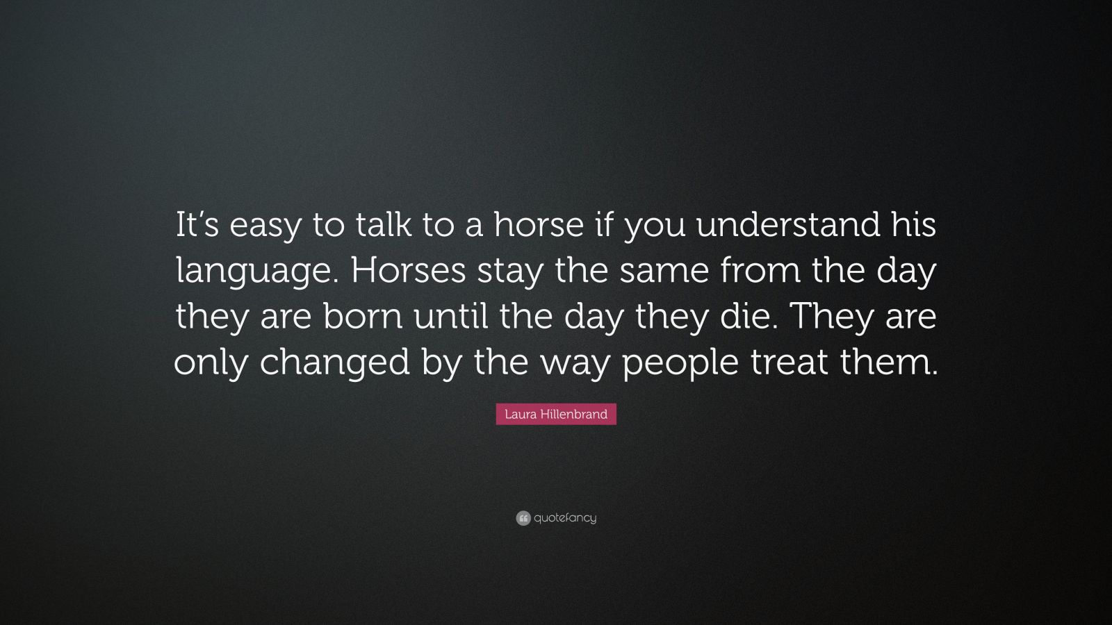 Laura Hillenbrand Quote “It’s easy to talk to a horse if you