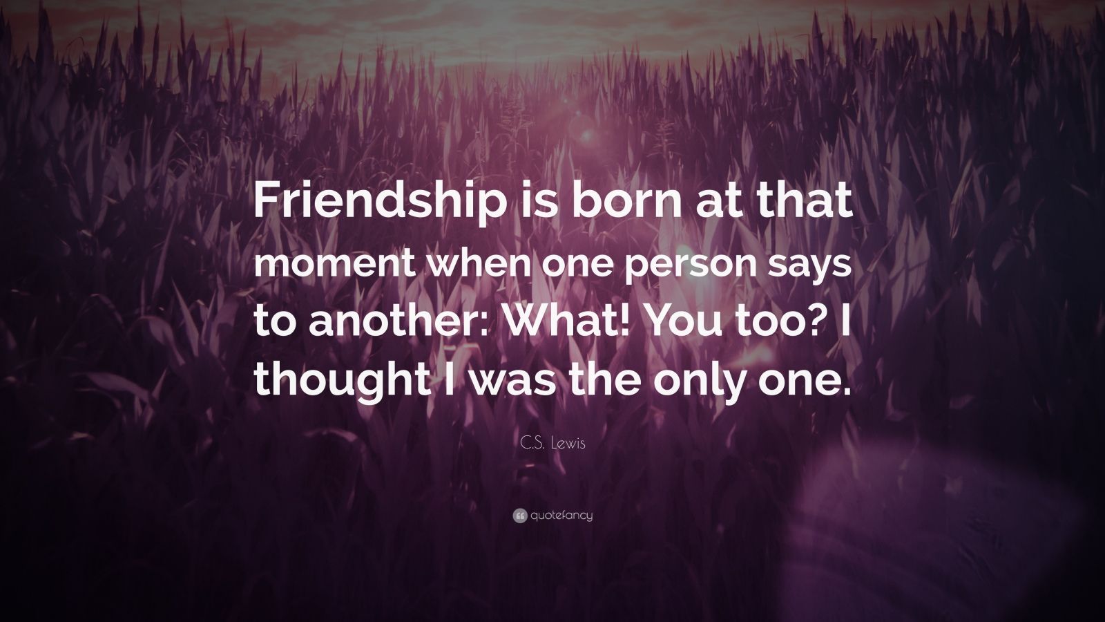 C. S. Lewis Quote: “Friendship is born at that moment when one person