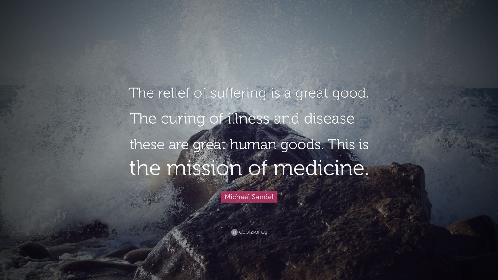 Michael Sandel Quote: “The relief of suffering is a great good. The ...