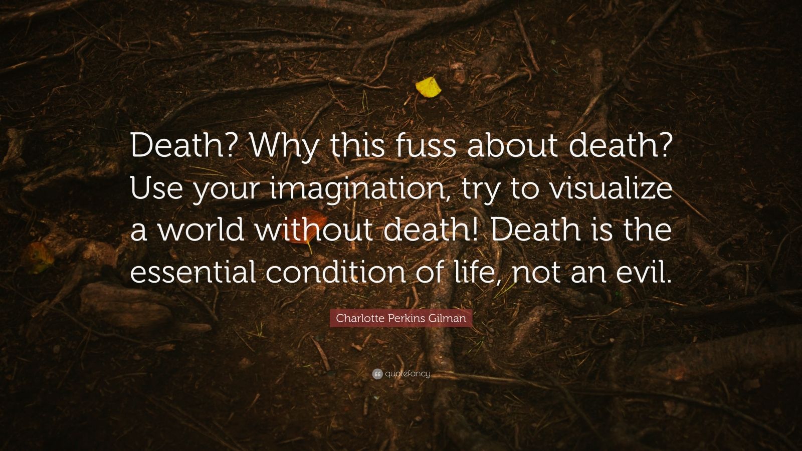 Charlotte Perkins Gilman Quote “Death? Why this fuss about death? Use