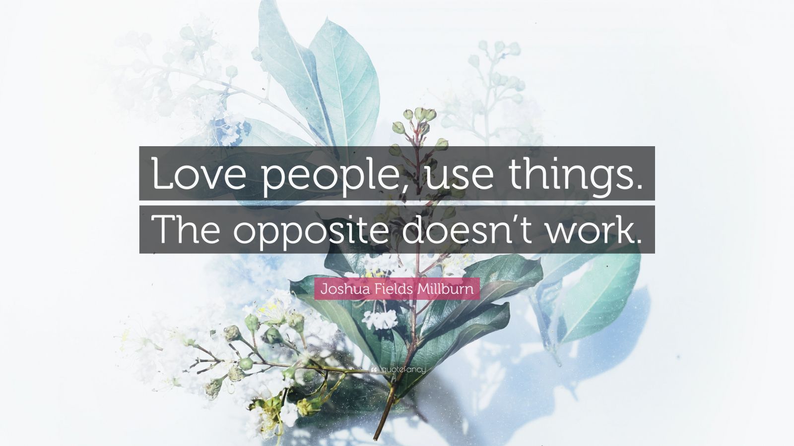 Joshua Fields Millburn Quote: “Love people, use things. The opposite ...