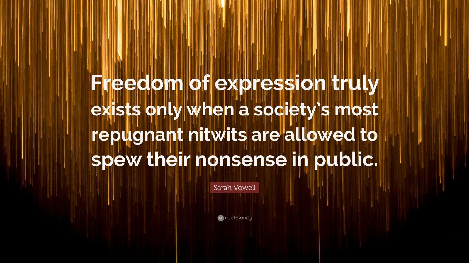Sarah Vowell Quote “Freedom of expression truly exists only when a