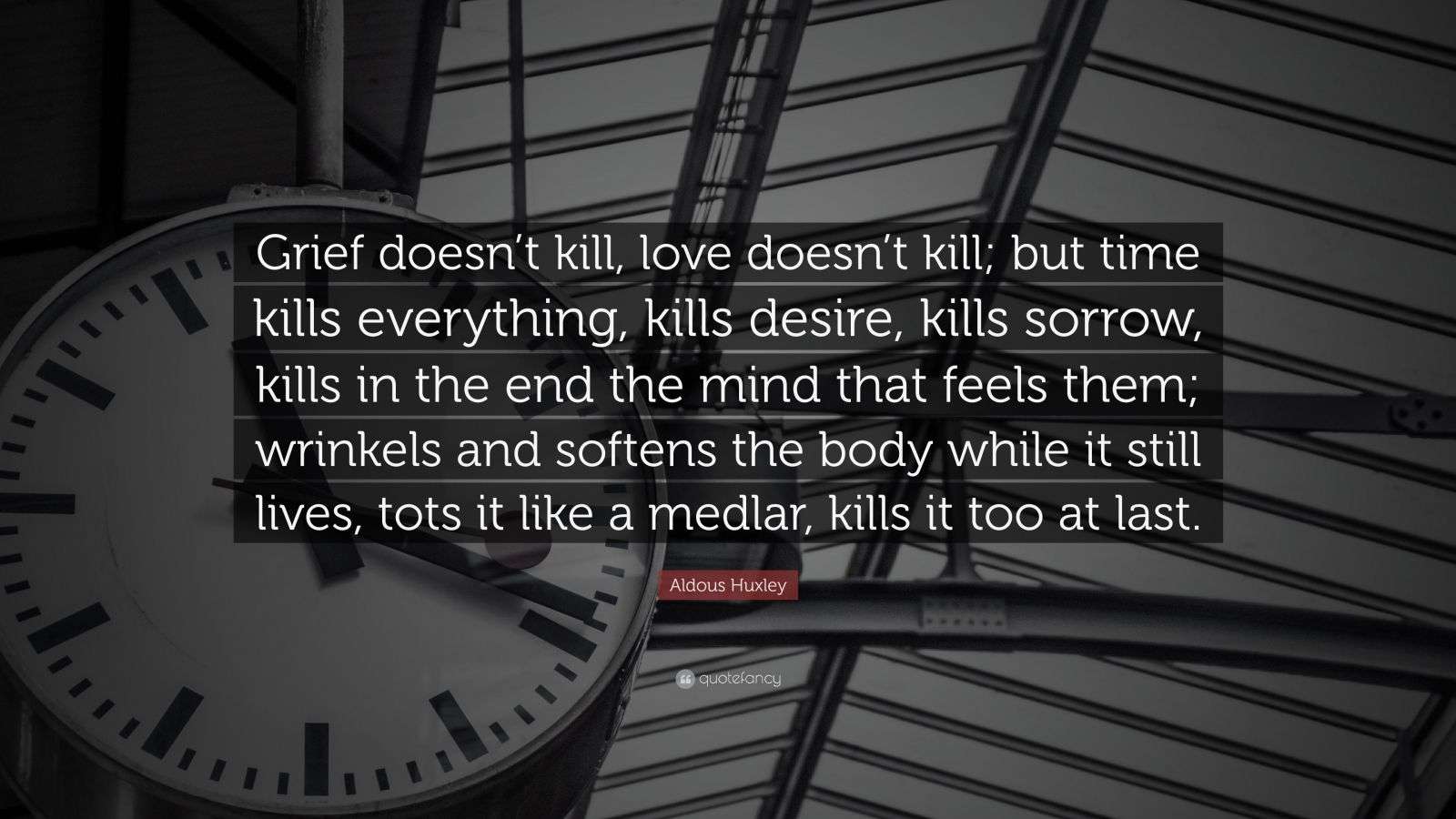 Aldous Huxley Quote “Grief doesn’t kill, love doesn’t kill; but time