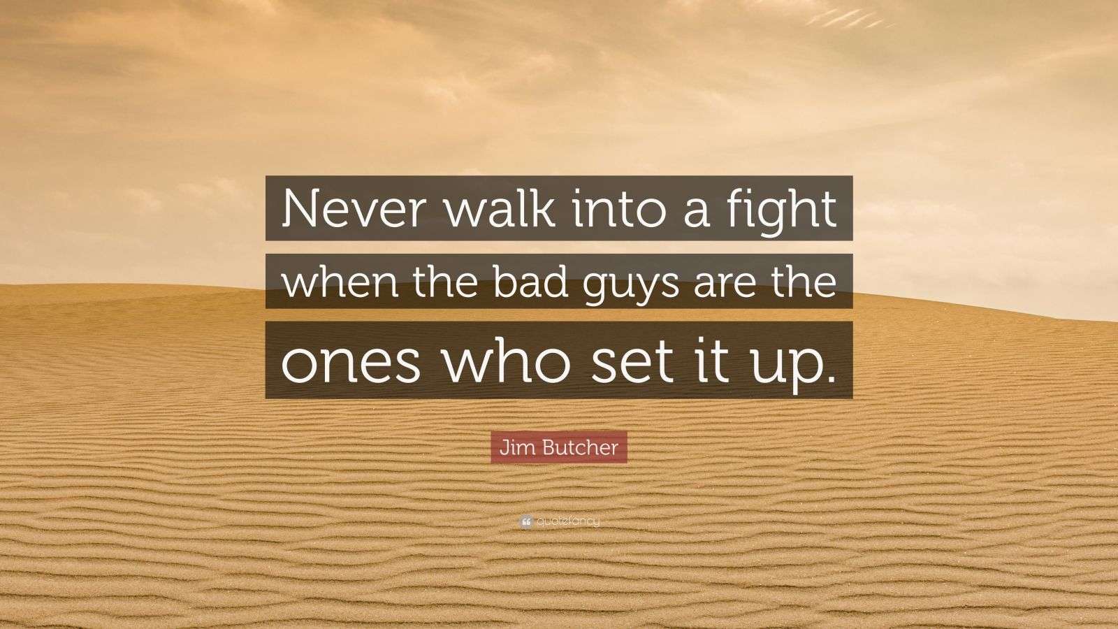 Jim Butcher Quote: “Never walk into a fight when the bad guys are the ...