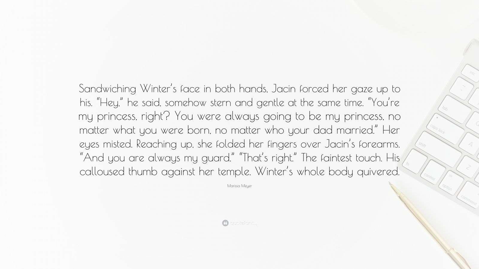 Marissa Meyer Quote “Sandwiching Winter’s face in both hands, Jacin