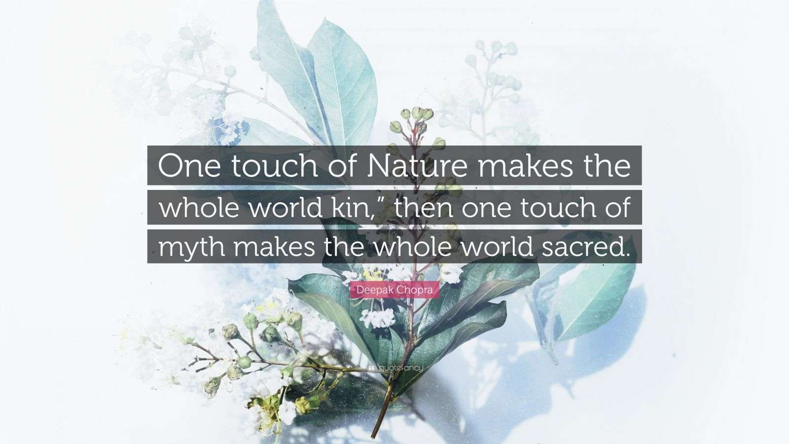 Deepak Chopra Quote “One touch of Nature makes the whole world kin,” then one touch of myth