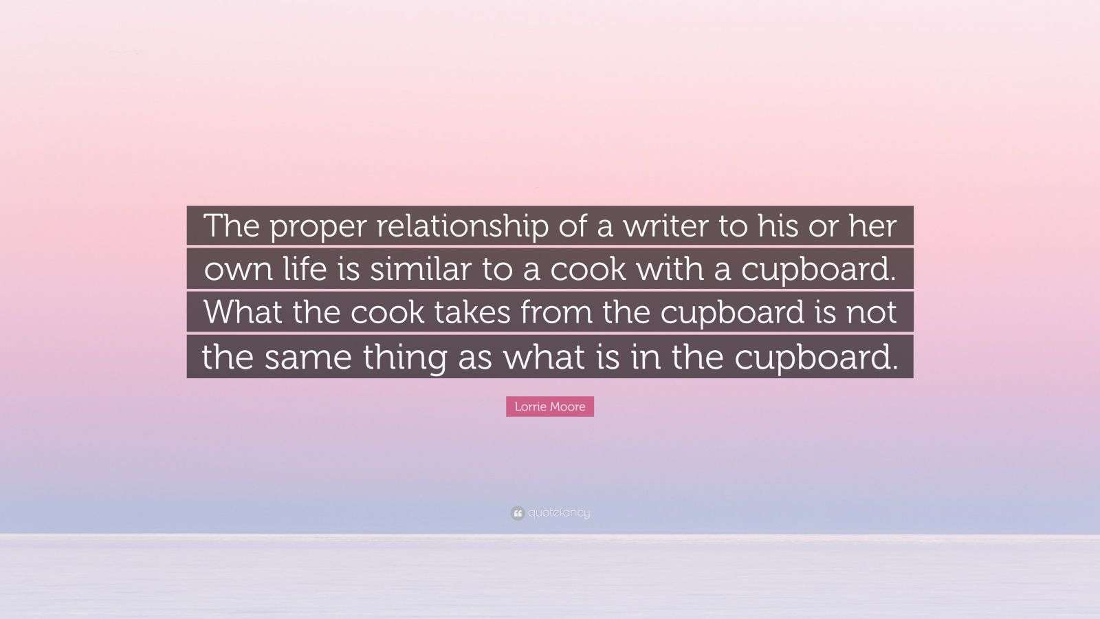 Lorrie Moore Quote “The proper relationship of a writer to his or her