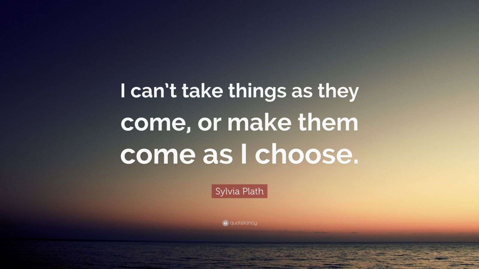 Sylvia Plath Quote: “I can’t take things as they come, or make them