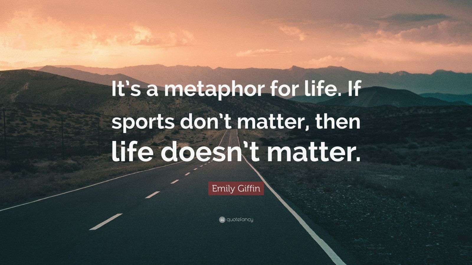 Emily Giffin Quote “It’s a metaphor for life. If sports don’t matter