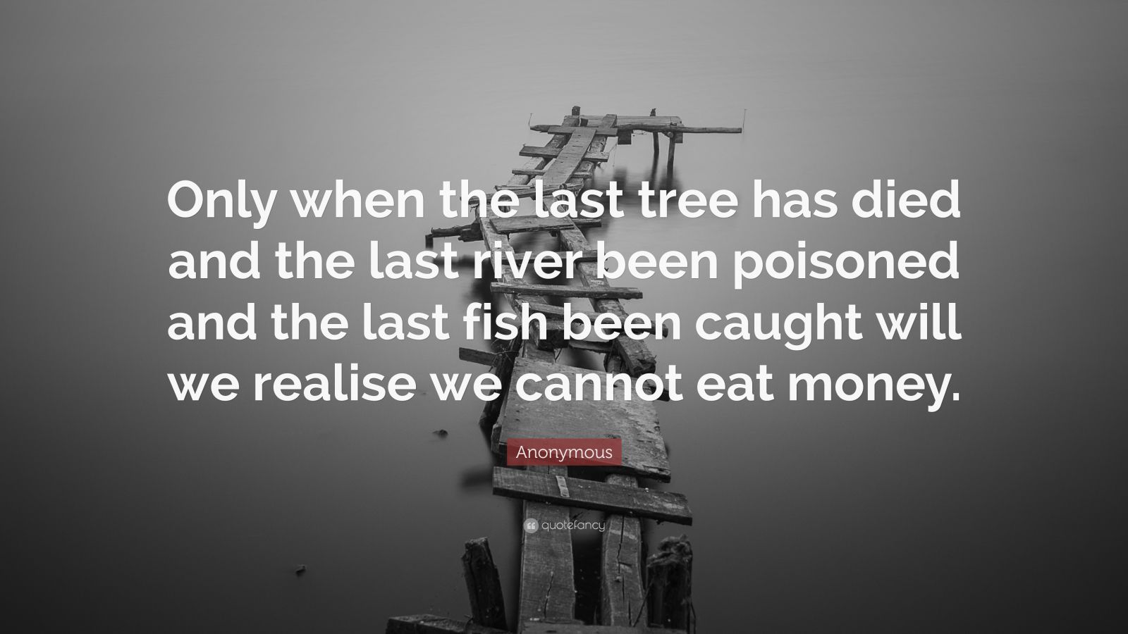 Anonymous Quote: “Only when the last tree has died and the last river