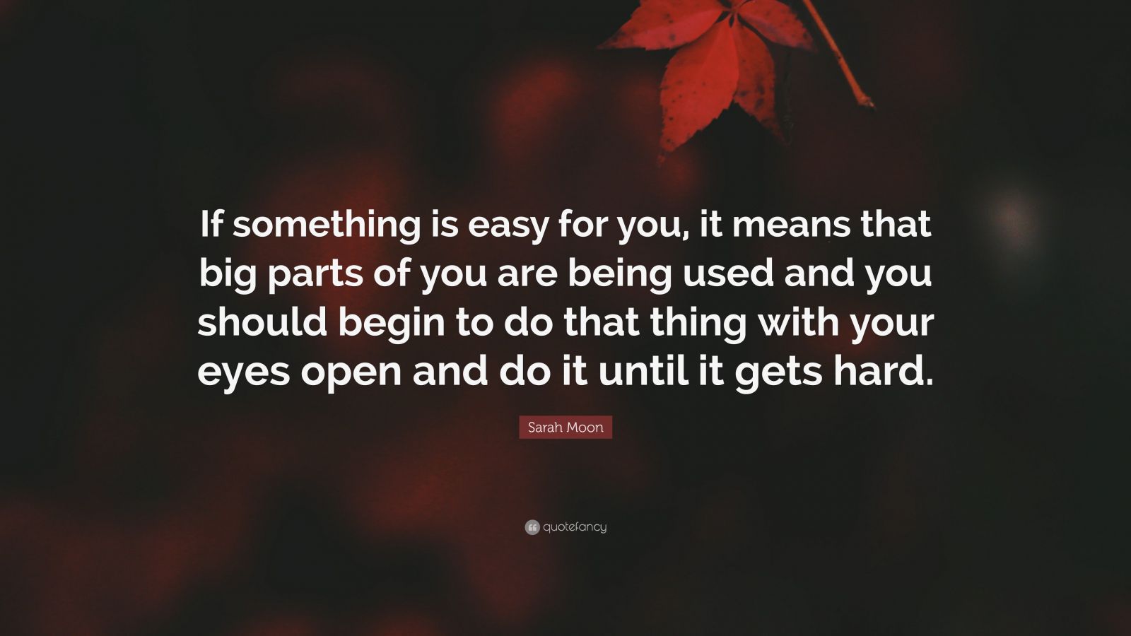 Sarah Moon Quote: “If something is easy for you, it means that big ...