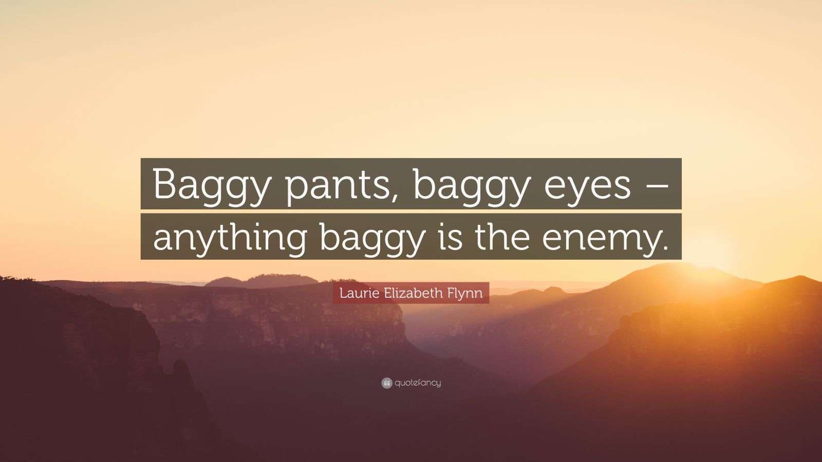 Laurie Elizabeth Flynn Quote “Baggy pants, baggy eyes anything baggy