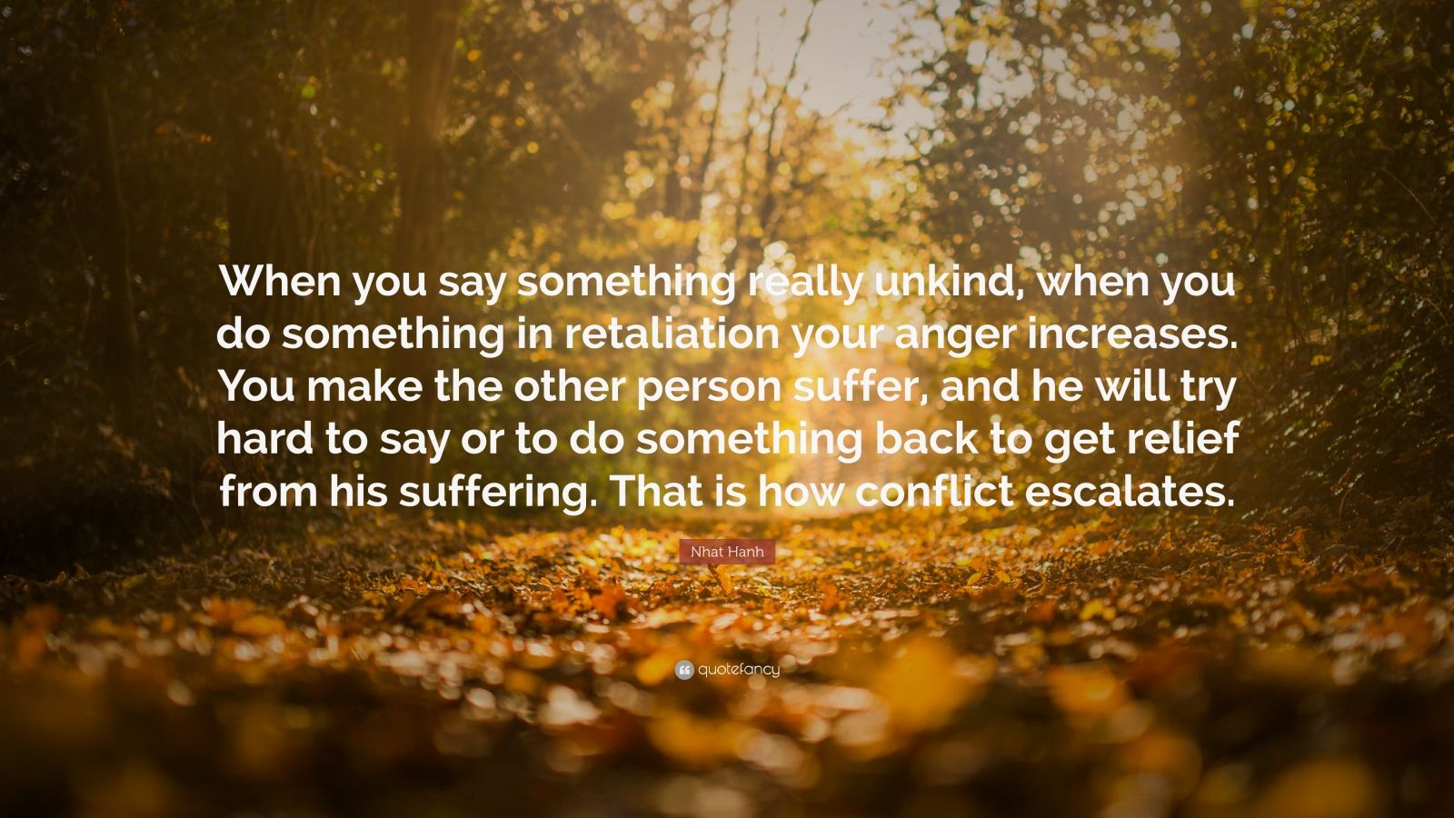 Nhat Hanh Quote: “When you say something really unkind, when you do ...