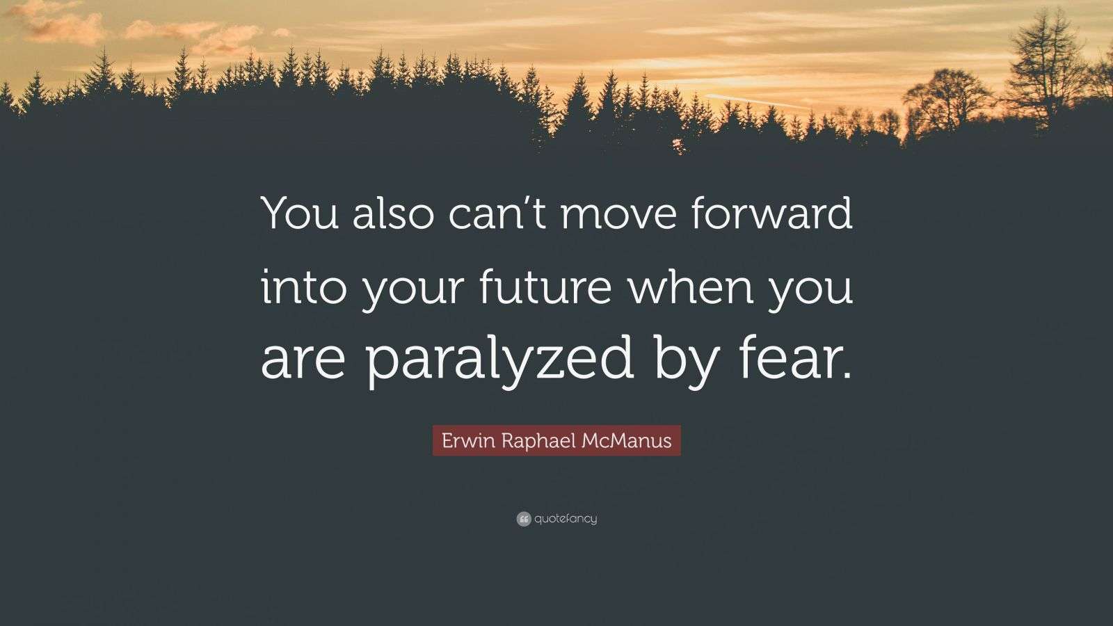 Erwin Raphael McManus Quote “You also can’t move forward into your