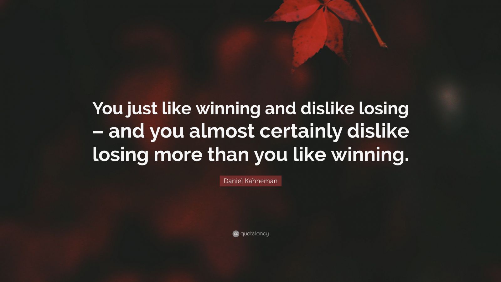 Daniel Kahneman Quote: “You just like winning and dislike losing – and ...