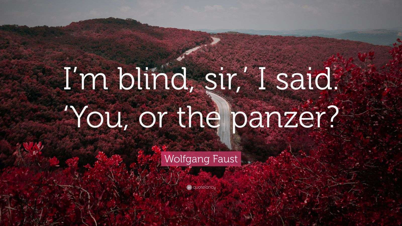 Wolfgang Faust Quote “I’m blind, sir,’ I said. ‘You, or the panzer?”