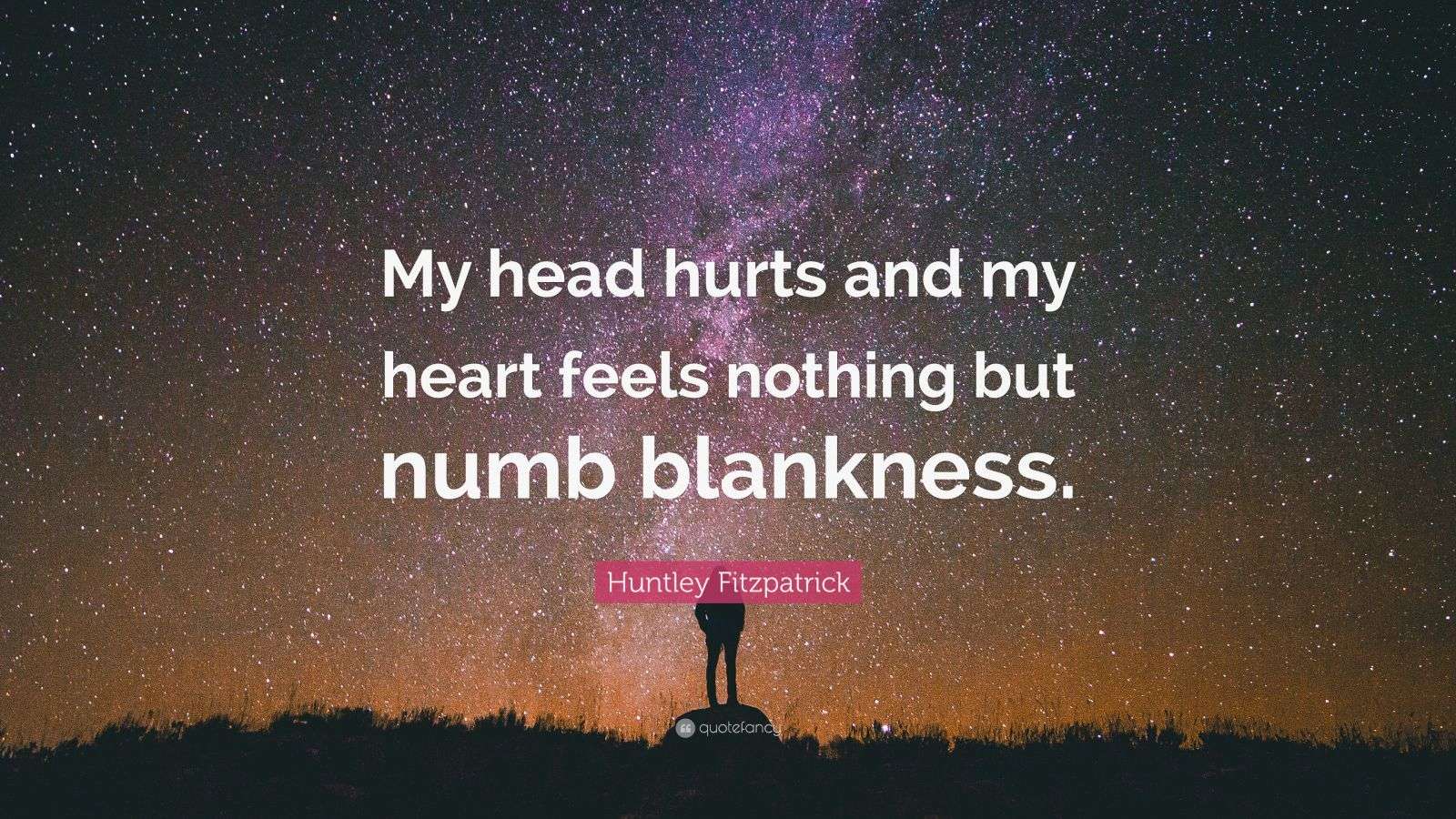 Huntley Fitzpatrick Quote: “My head hurts and my heart feels nothing