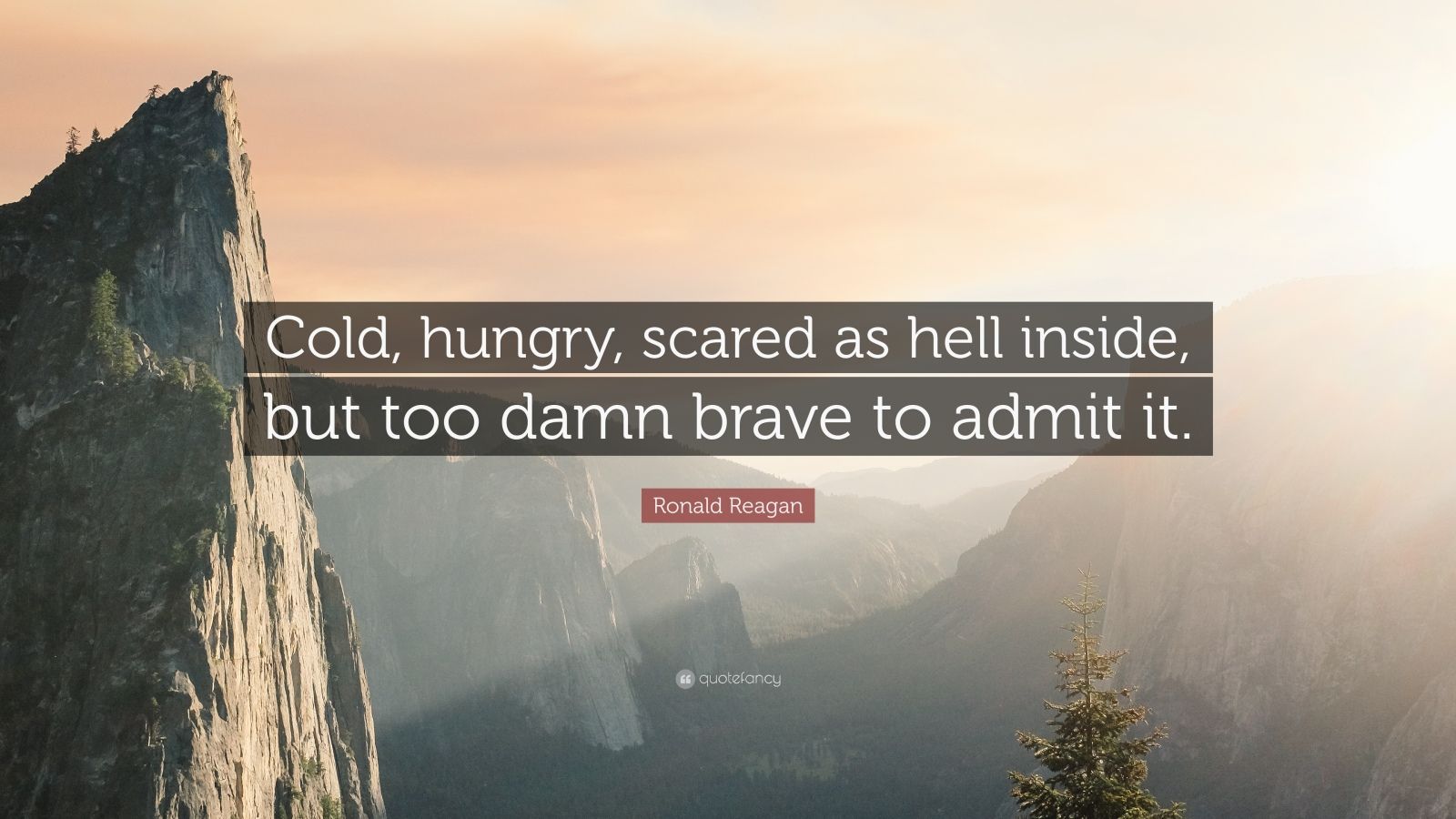 Ronald Reagan Quote “Cold, hungry, scared as hell inside, but too damn brave to admit it.”