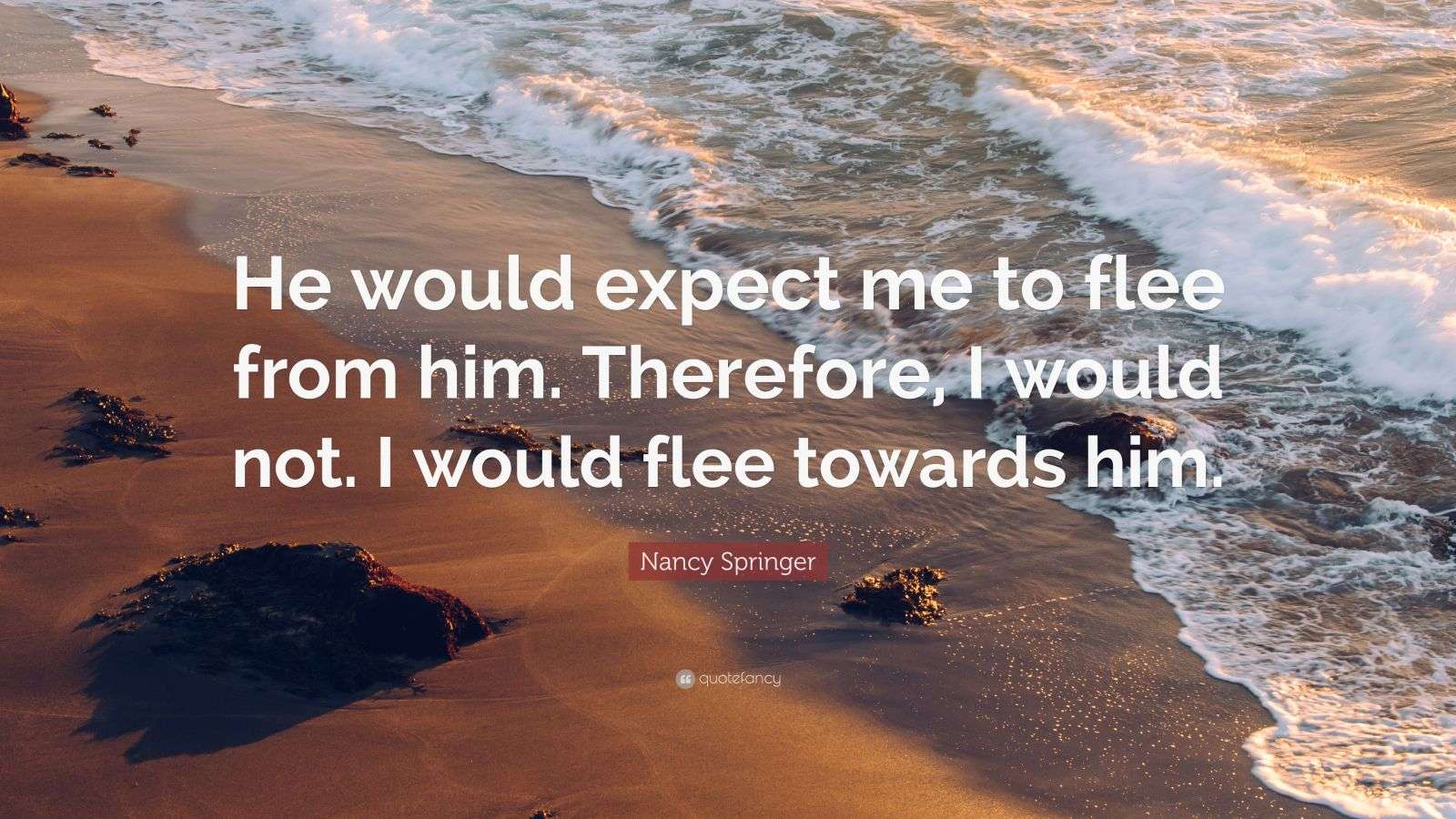 Nancy Springer Quote: “He would expect me to flee from him. Therefore ...