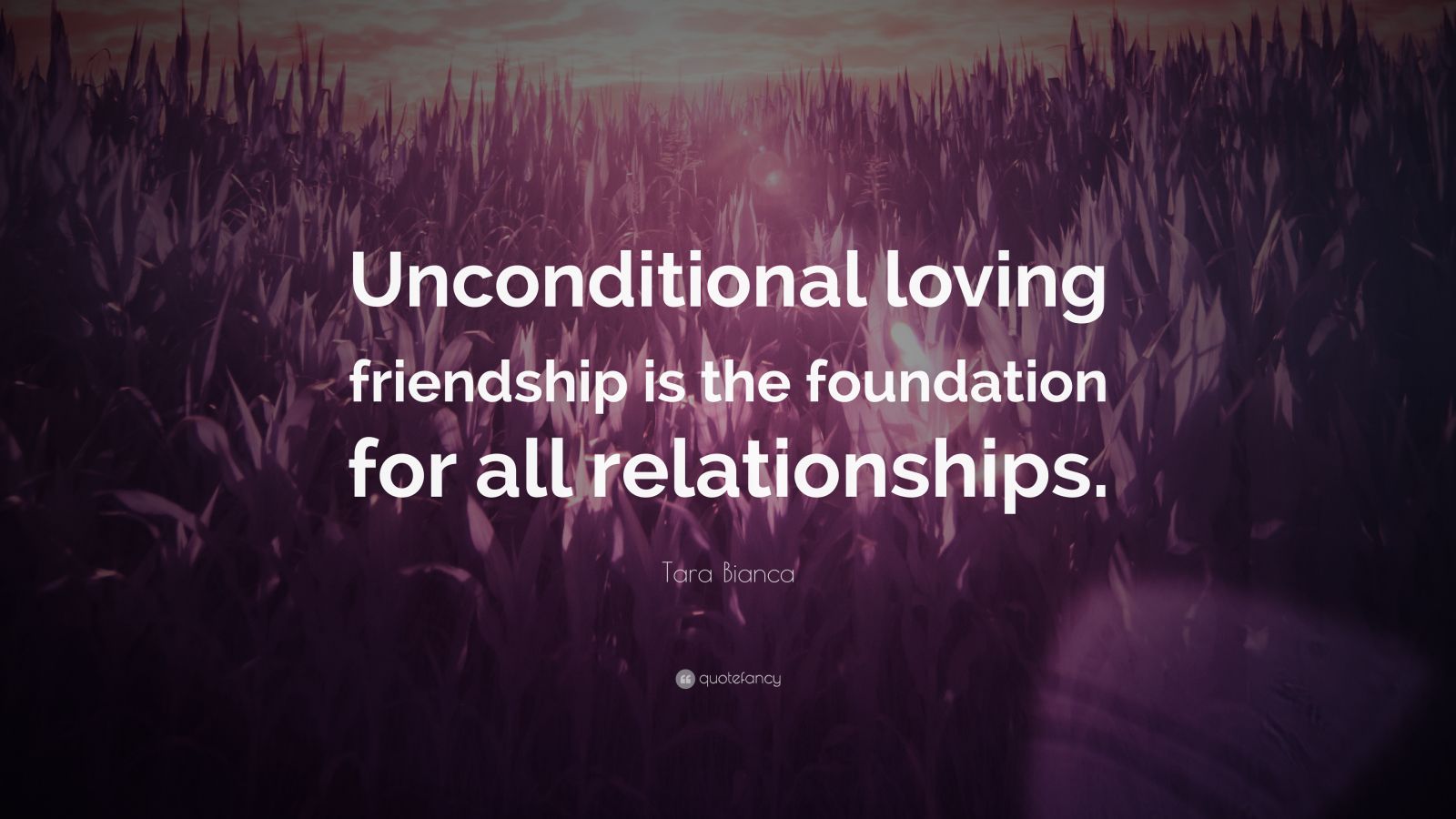 Tara Bianca Quote: “Unconditional loving friendship is the foundation ...