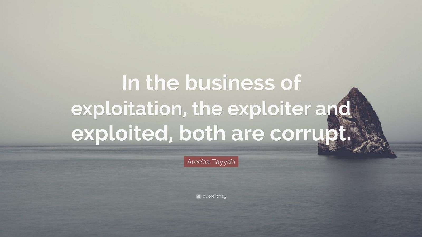 Areeba Tayyab Quote “In the business of exploitation, the exploiter