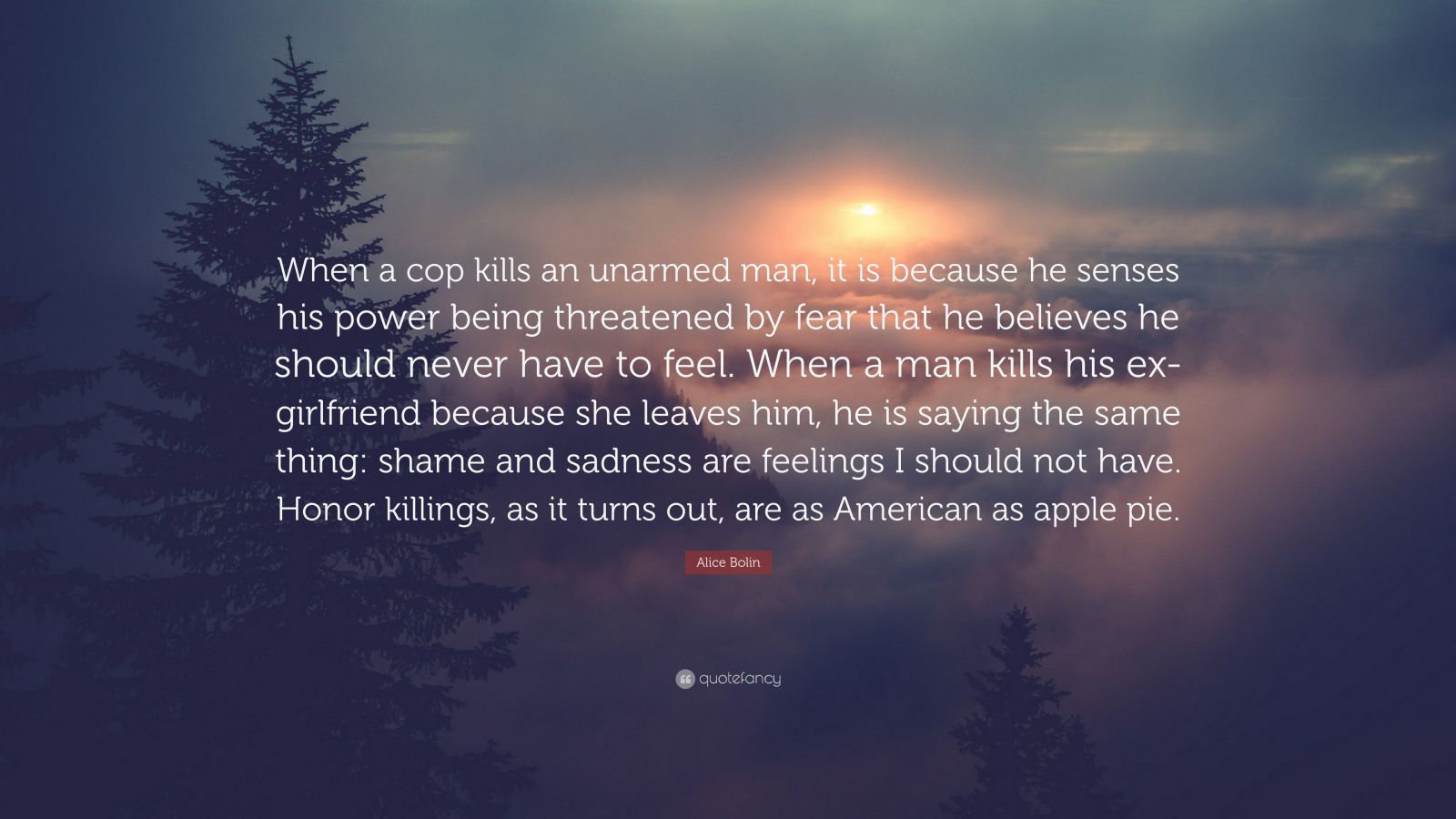 Alice Bolin Quote: “When a cop kills an unarmed man, it is because he ...