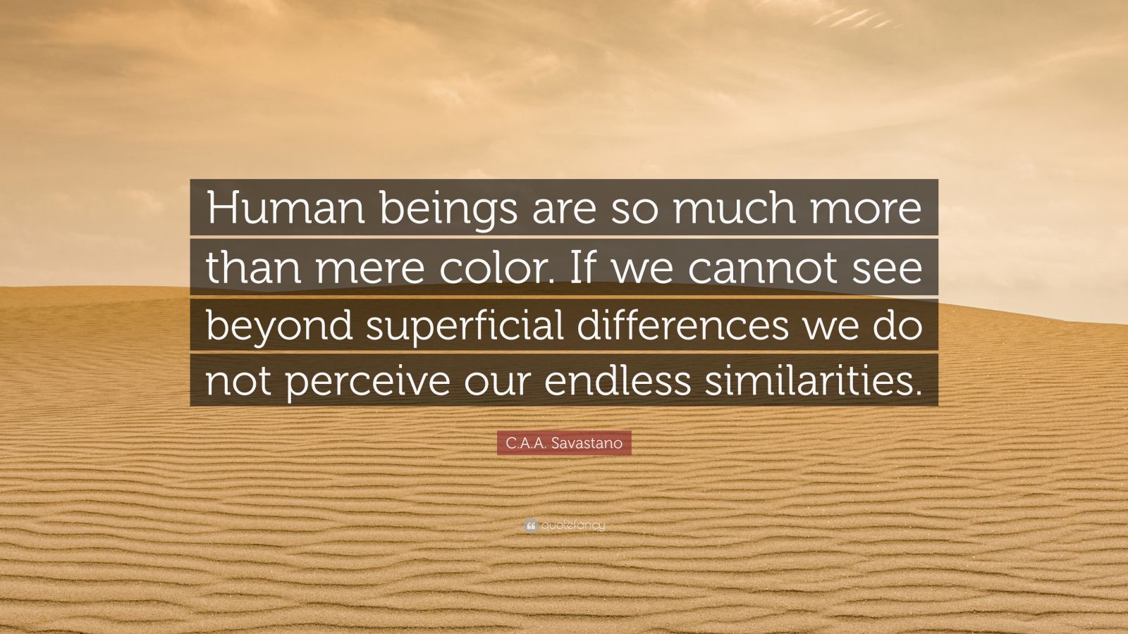 C.A.A. Savastano Quote: “Human beings are so much more than mere color ...