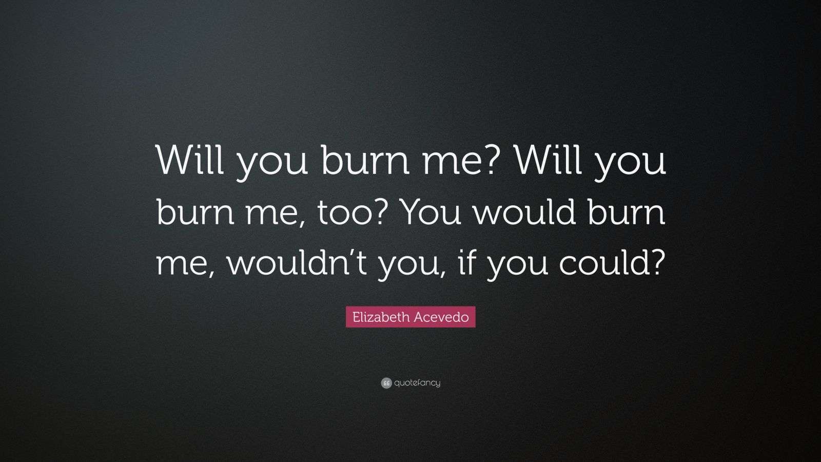 Elizabeth Acevedo Quote “Will you burn me? Will you burn me, too? You