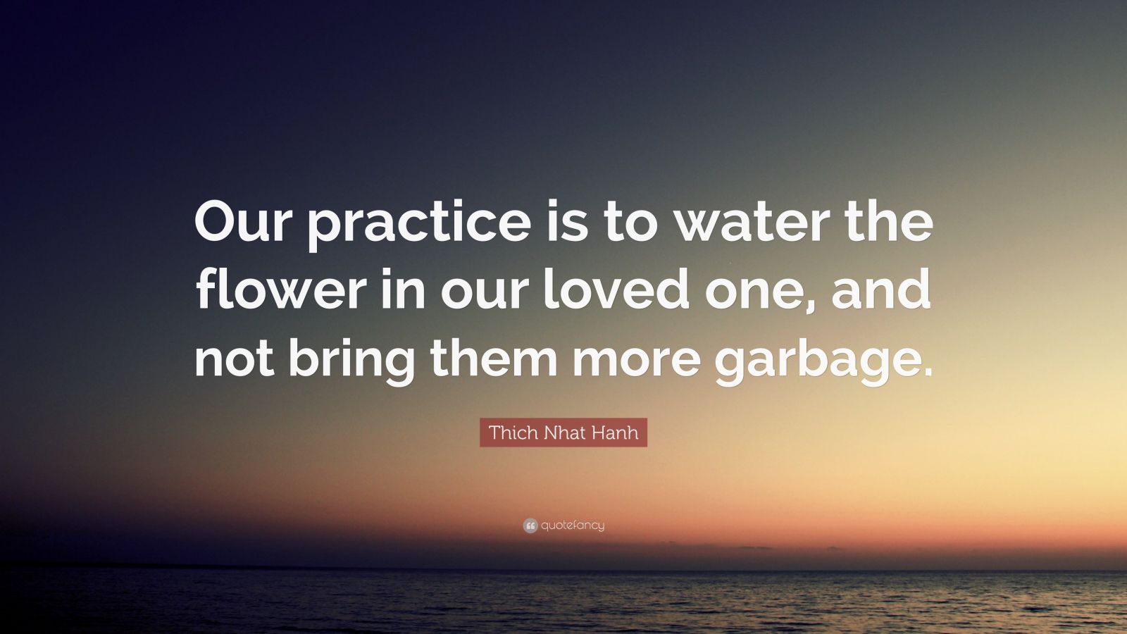 Thich Nhat Hanh Quote “Our practice is to water the flower in our