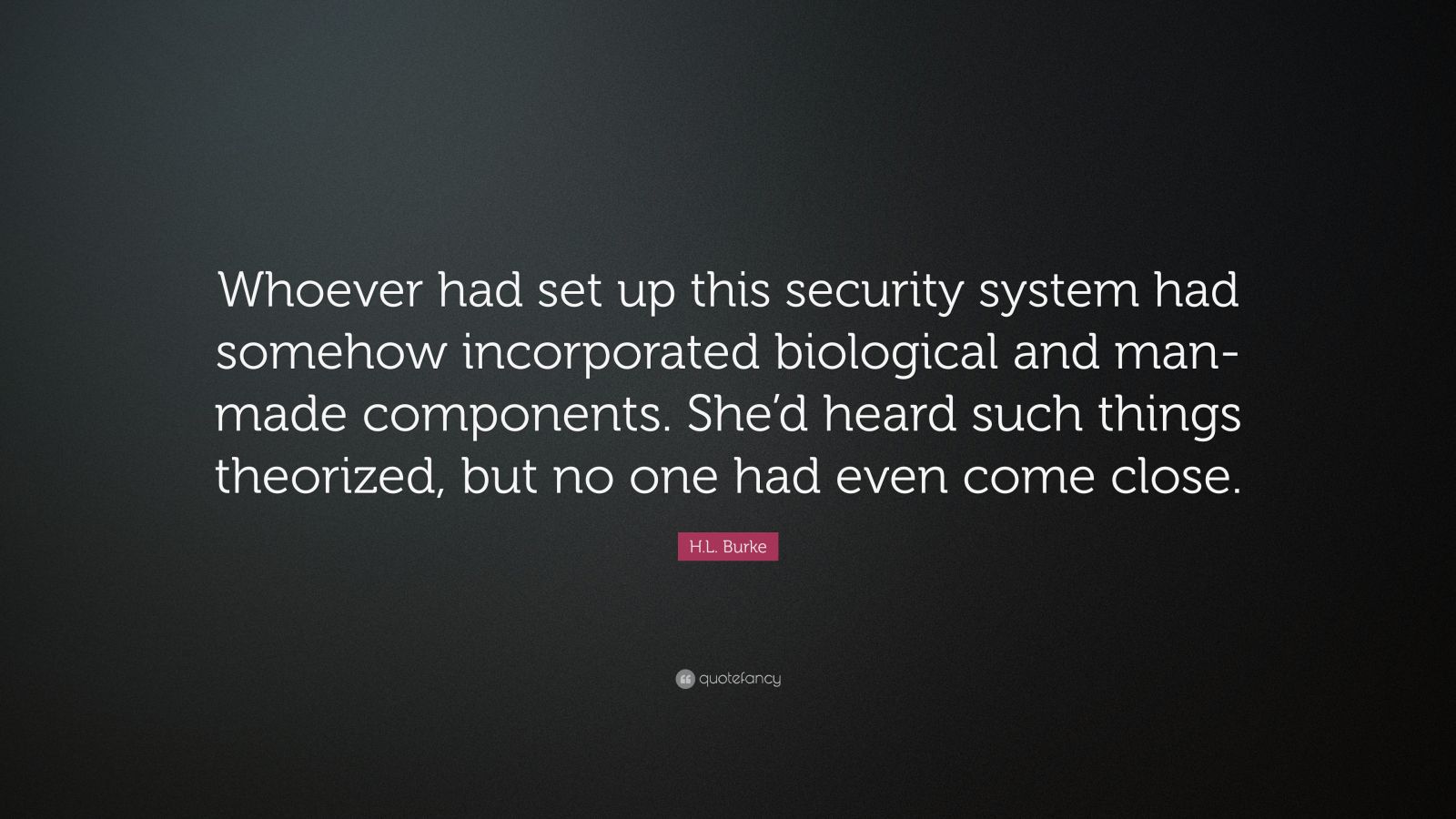 H.L. Burke Quote: “Whoever Had Set Up This Security System Had Somehow ...