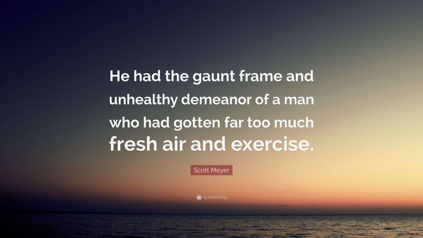 Scott Meyer Quote “He had the gaunt frame and unhealthy demeanor of a