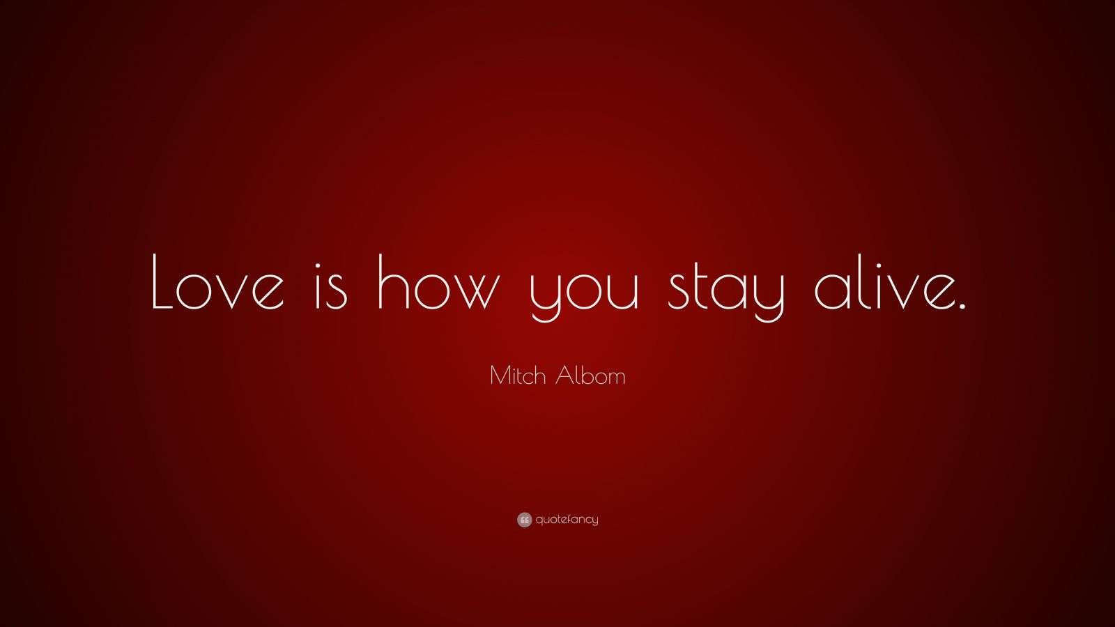 Mitch Albom Quote “Love is how you stay alive.”