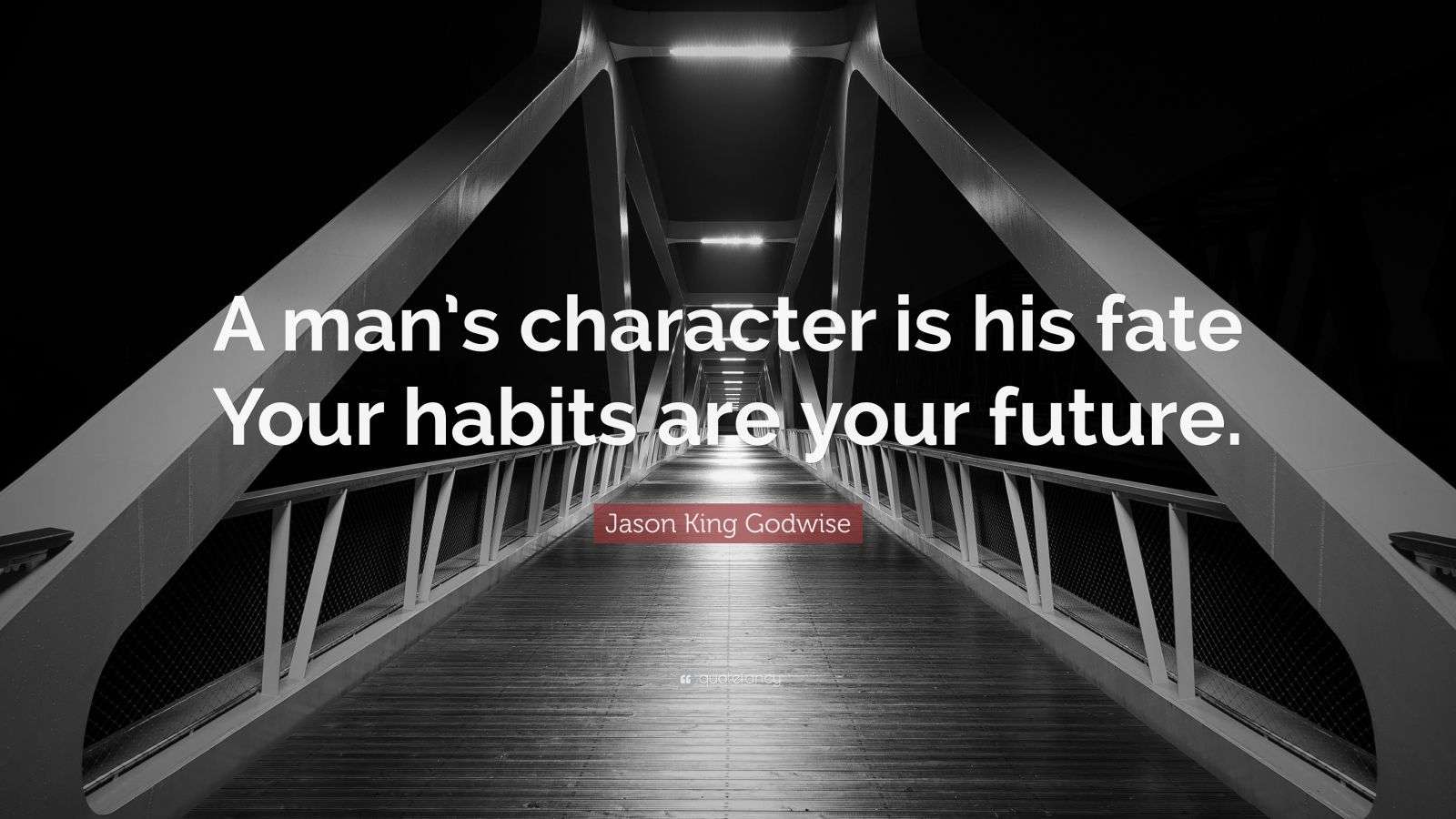 Jason King Godwise Quote: “A man’s character is his fate Your habits ...