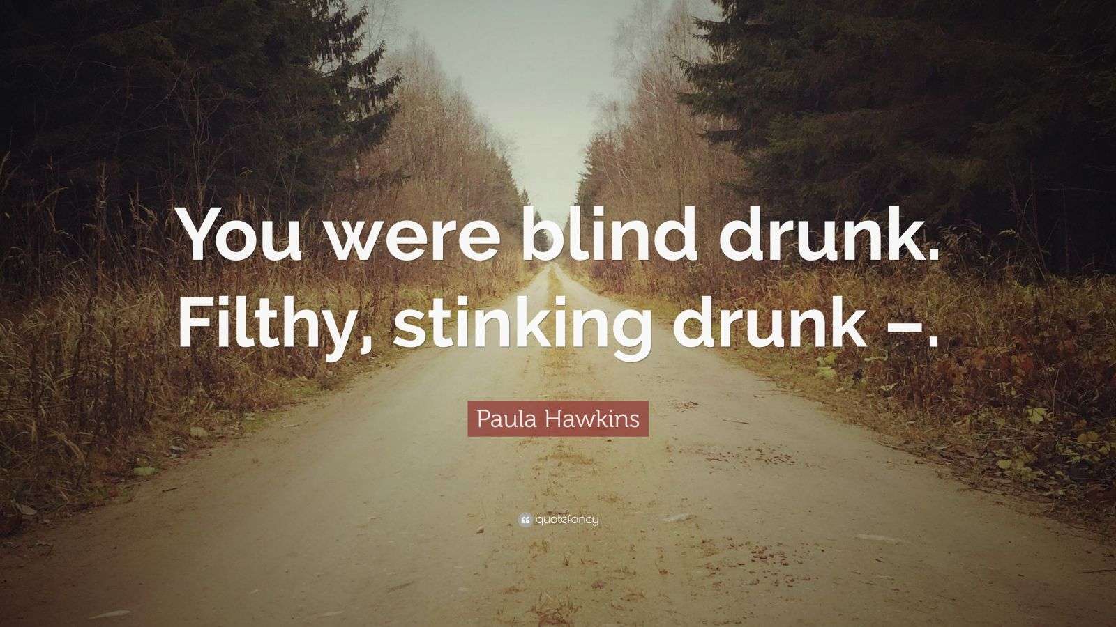 Paula Hawkins Quote “You were blind drunk. Filthy, stinking drunk