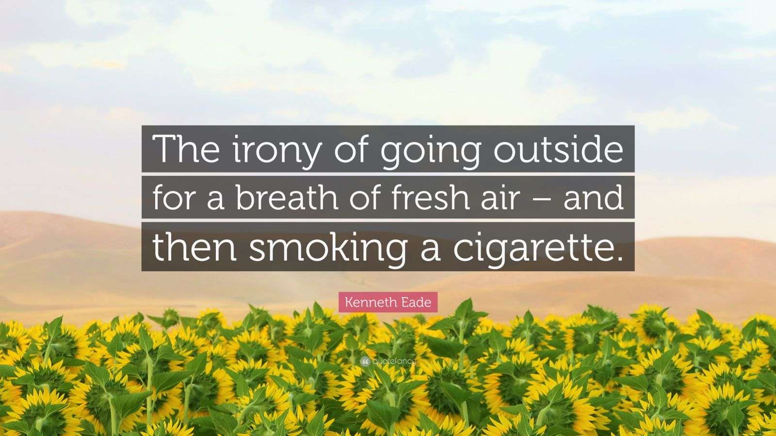 Eade Quote “The irony of going outside for a breath of fresh